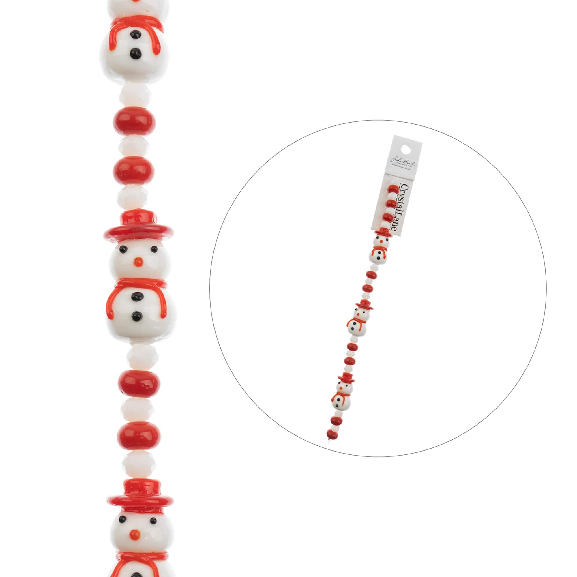 Crystal Lane DIY 7" Lampwork Designer Holiday Glass Bead Strand